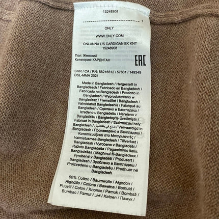 Only Women Onlanna Brown Tan Knit Long Sleeve Open Cardigan Sweater Top Size XS