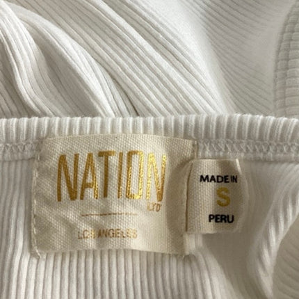 Nation LTD White Ribbed Sleeveless Racerback Tie-Strap Cami Camisole Tank Top S