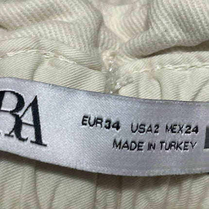 Zara Womens White High Waisted Tapered Barrel Casual Cropped Denim Jeans Size 2