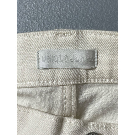 Uniqlo Women's White Mid Rise Straight Tapered Ankle Denim Jeans Pants Size 25