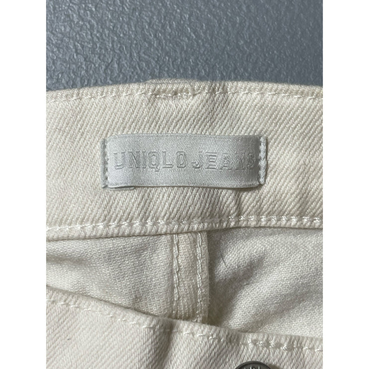 Uniqlo Women's White Mid Rise Straight Tapered Ankle Denim Jeans Pants Size 25