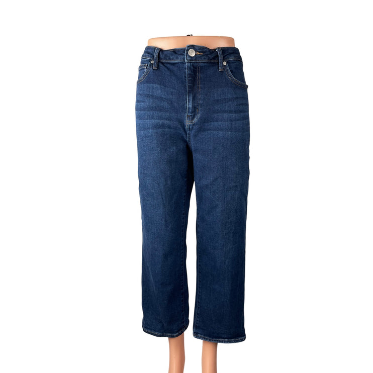 Quince Women's Blue High Rise Capri Baggy Straight Wide Leg Denim Jeans Pants 31