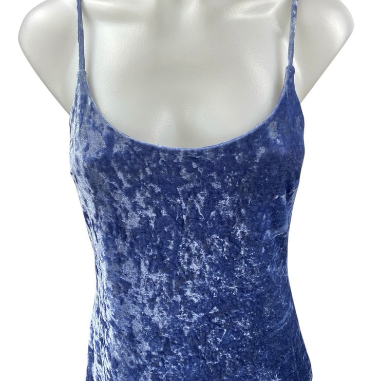 Forever 21 Blue Velvet Velour Sleeveless Scoop Neck Cami Tank Mini Slip Dress S