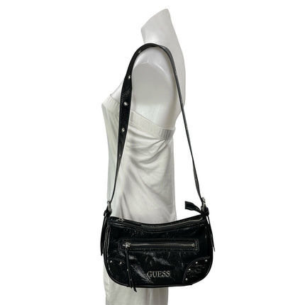 Guess Dementri Women's Black Faux Leather Vegan Studded Shoulder Bag Size OS