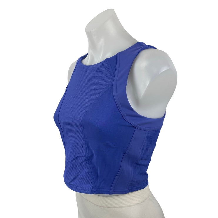 Lululemon Mesh Panelled Training Shelf Blue Yoga Athletic Tank Crop Top Size 8