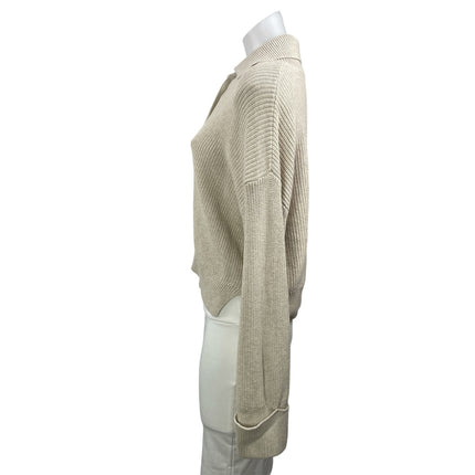 Quince Fisherman Women's Beige Knit Button Down Collared Cardigan Sweater Top M