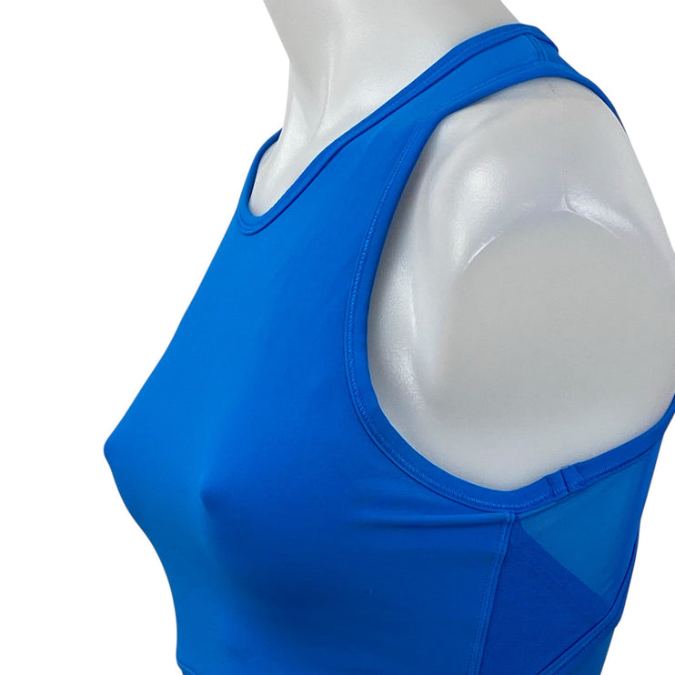 Lululemon Align Blue Mesh High Neck Cutout Yoga Workout Athletic Crop Top Size 4