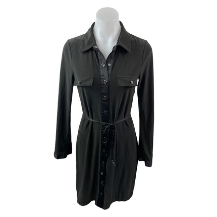 black market white dress White House Black Market Black Long Sleeve Tie Button Down Mini Shirt – Brie