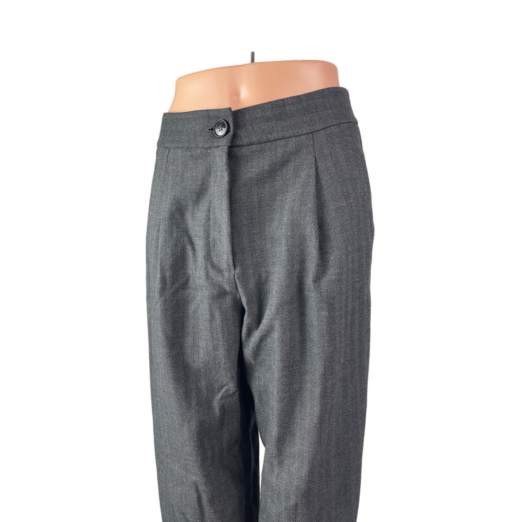 Zara Gray Chevron High Waisted Carrot Barrel Tapered Trousers Dress Pants Sz S