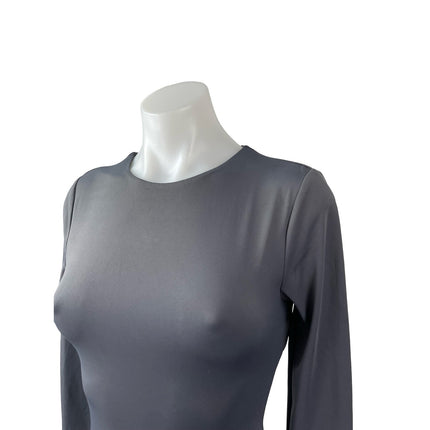 Express Body Contour Gray Long Sleeve Backless T Shirt Bodysuit Top Size XS