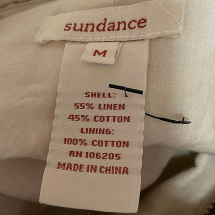 Sundance Womens Cream Beige Linen Blend Zip Up Button Utility Coat Jacket Size M
