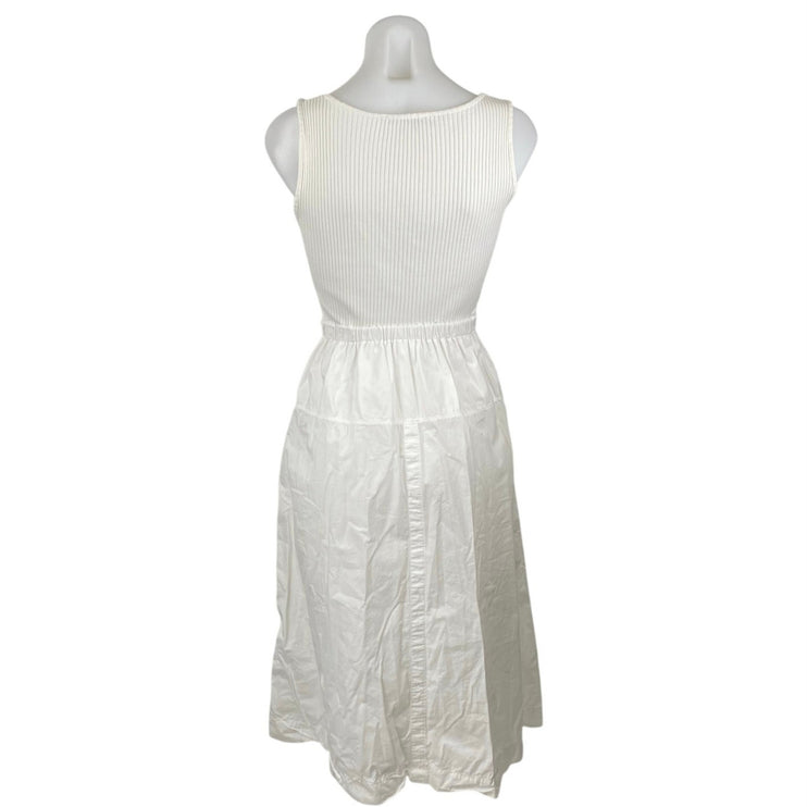 Zara Women's White Sleeveless Ribbed Square Neck Midi A-Line Tank Dress Size S