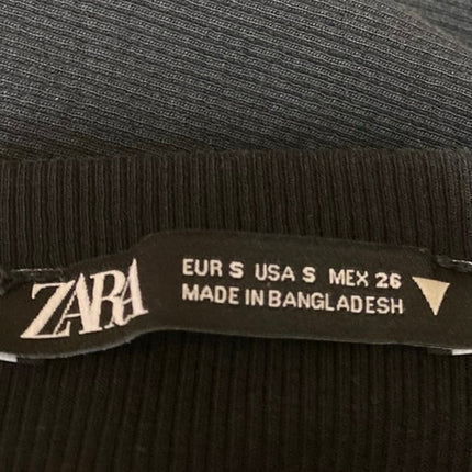 Zara Black Rib Knit Sleeveless Cami Camisole Mini Bodycon Tank Sweater Dress S