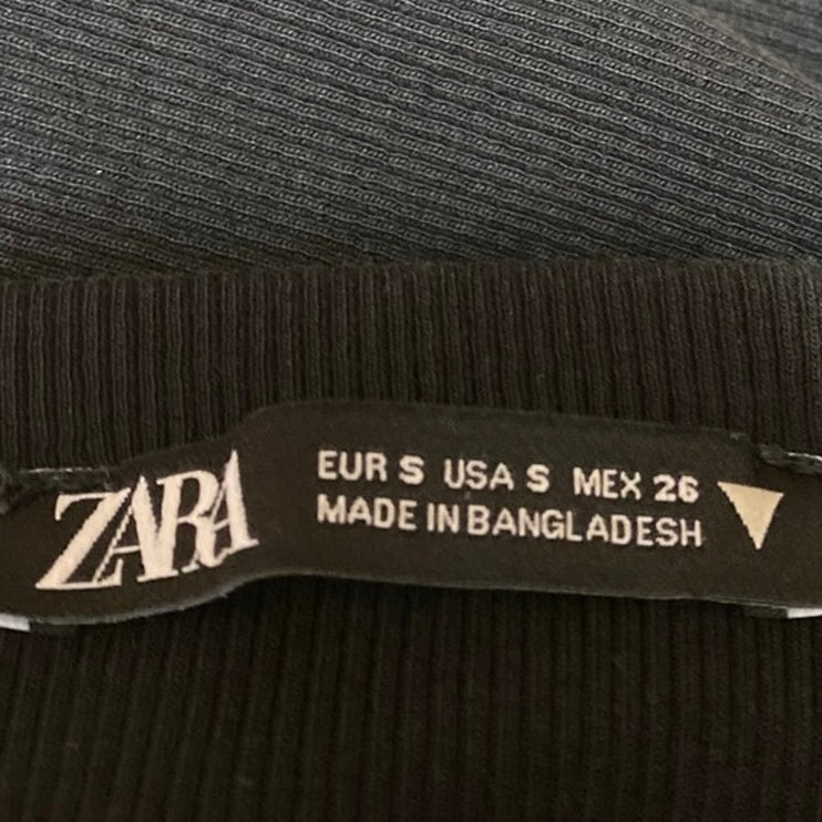 Zara Black Rib Knit Sleeveless Cami Camisole Mini Bodycon Tank Sweater Dress S