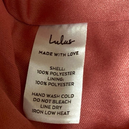 Lulus Pink Short Sleeve Swiss Dot Ruffle Tiered Faux Wrap A Line Midi Dress Sz S
