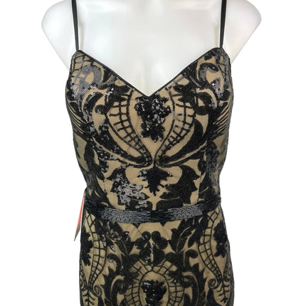 NEW JJ's House Gold Black Sequin Beaded Embellished Sleeveless Maxi Dress Sz 10