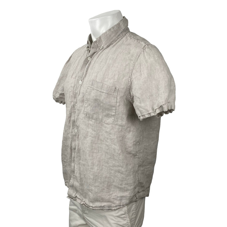 Everlane Men's Gray Pinstripe Short Sleeve Pocket Button Down Shirt Top Size L