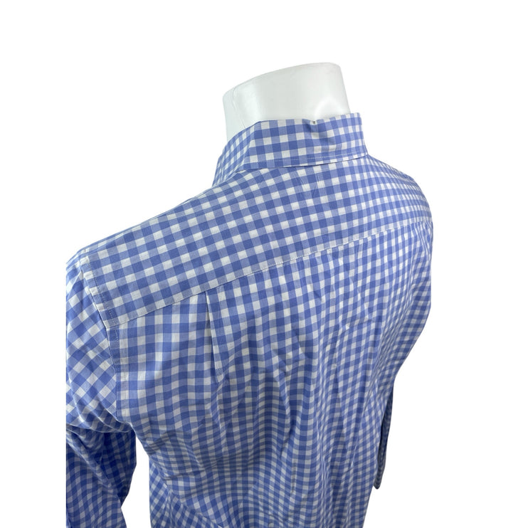 Bonobos Men's Blue Gingham Check Pocket Long Sleeve Button Down Shirt Top Size M