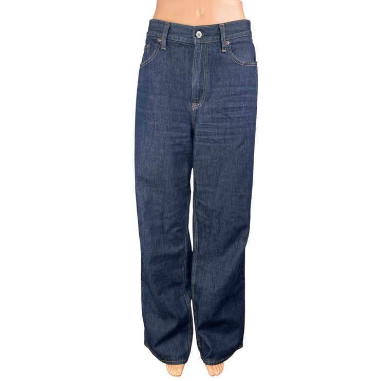 Abercrombie & Fitch Blue Loose Fit Baggy High Rise Straight Denim Jeans Pants 29