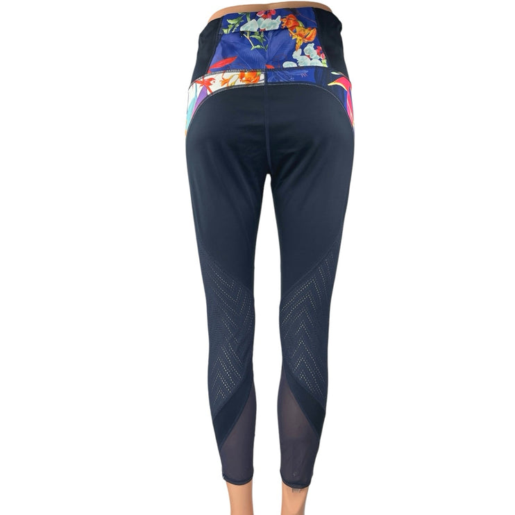 Athleta Tropical Precision Black High Waist Skinny Activewear Legging Pants M
