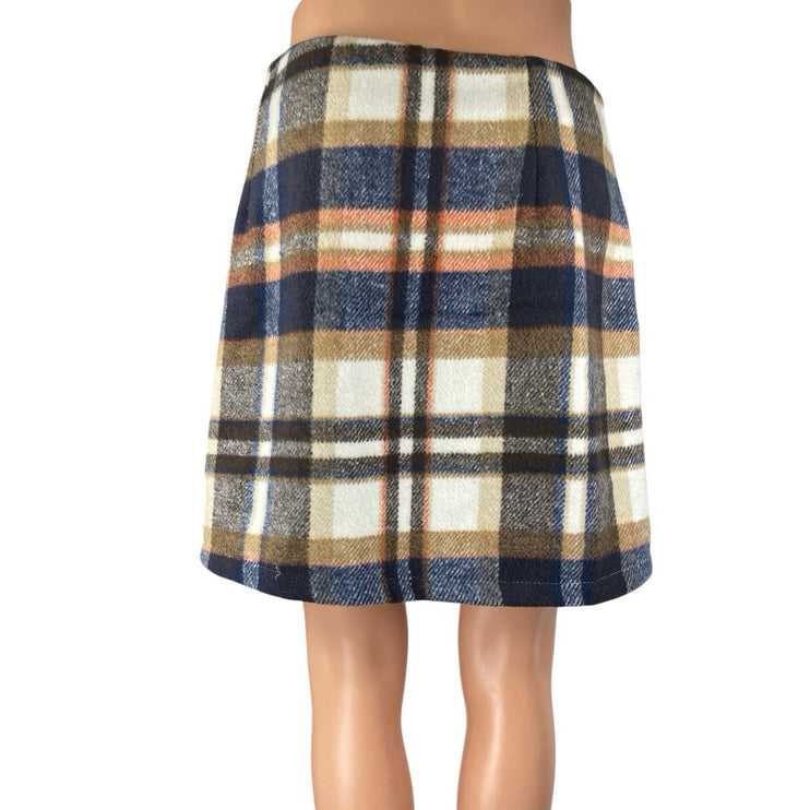 IDEALSANXUN Multicolor Wool Plaid Checkered Mini Straight Pencil Skirt Size XL