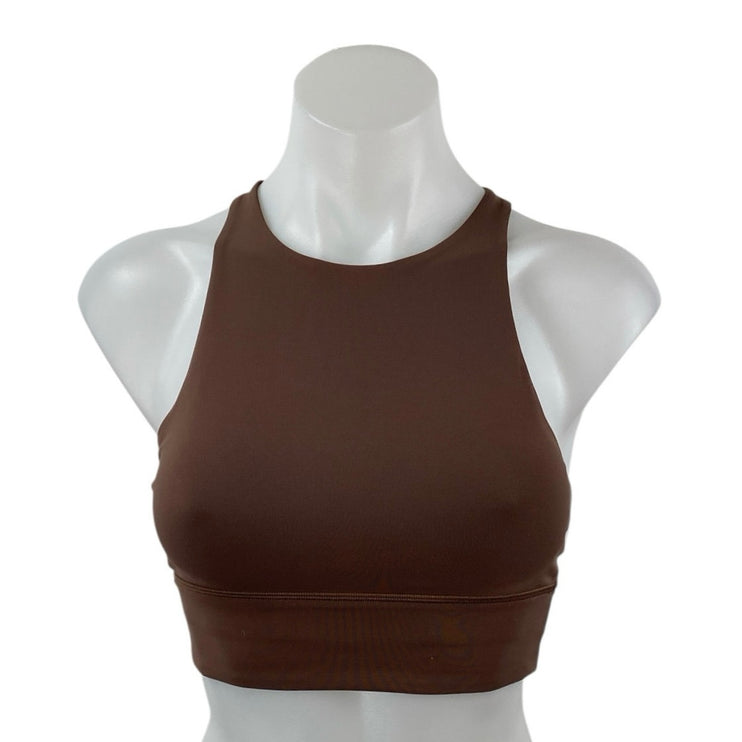 Lululemon Energy Brown High Neck Strappy Yoga Athletic Sports Bra Crop Top Sz 4