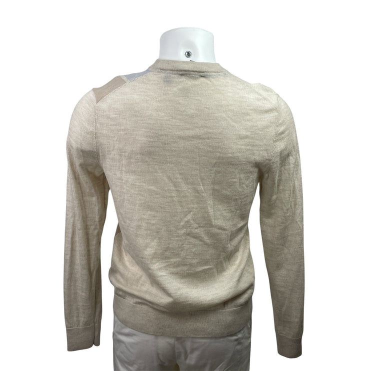 Ted Baker Roika Men's Beige 100% Wool Crewneck Long Sleeve Sweater Top Size M