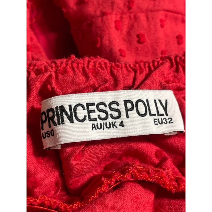 Princess Polly Prevost Ruched Clip Dot V Neck Sleeveless Crop Cami Tank Top Sz 0