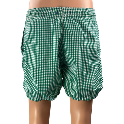 Solid & Striped Men's Green White Gingham Checkered Drawstring Swim Shorts Sz M