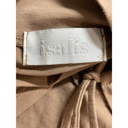Isalis Womens Brown Tan Cutout Ruched Tie Keyhole Knot Mock Neck Crop Top Size M