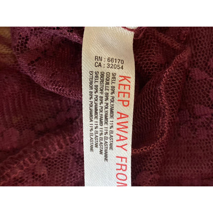 Free People Full Bloom Red Layering Mesh Sheer Lace Long Sleeve Blouse Top Sz XS