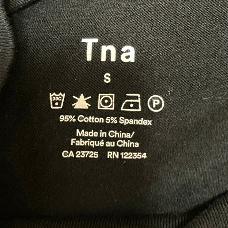 Aritzia TNA Women's Black Mock Neck Long Sleeve Activewear Crop Tee Shirt Top S