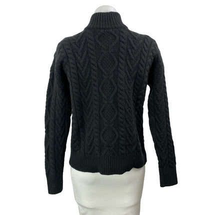 Ralph Lauren Black Cashmere 1/4 Zip Long Sleeves Cable Knit Sweater Top Size SP