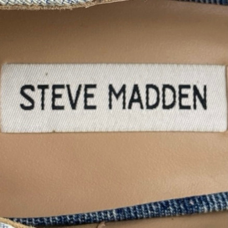 Steve Madden Hawke Blue Denim Block Heel Almond Toe Mary Jane Pumps Shoes Sz 10M