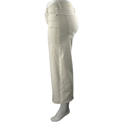 Banana Republic Women's White High Waisted Wide Leg Crop Denim Jeans Size 32