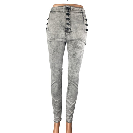 J Brand Women's Gray Acid Wash High Waisted Button Fly Skinny Jeans Pants Sz 28