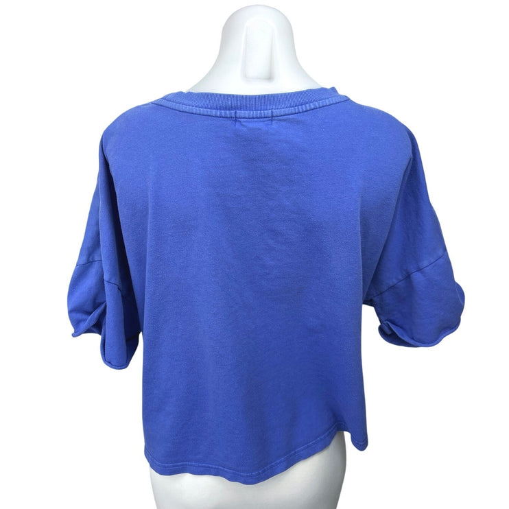 Love by GAP Women's Blue Short Sleeve Pocket Pullover Crop Tee T-Shirt Top XL