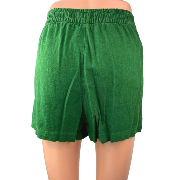 J.Crew Women's Green Linen Drawstring Mid Rise Basic Casual Mini Shorts Size S