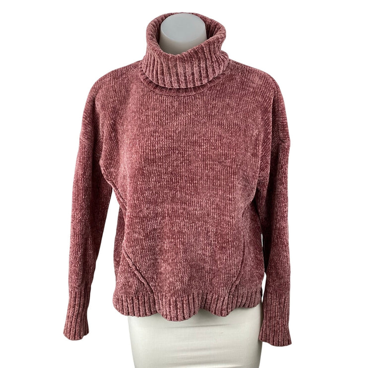 Pink Rose Women's Pink Turtle Neck Long Sleeve Crop Sweatshirt Sweater Top Sz M