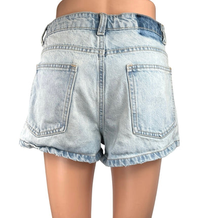 Zara Women's Blue Light Wash High Waist Mini Boyfriend Denim Jeans Shorts Size 8