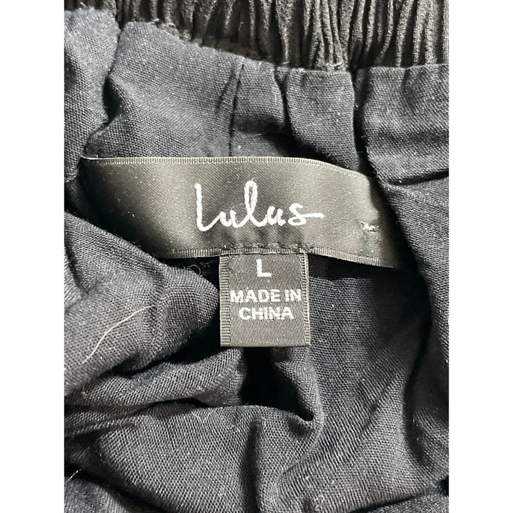 Lulus Women's Black Crinkle High Waisted Stretch Mesh Layered Mini Shorts Size L