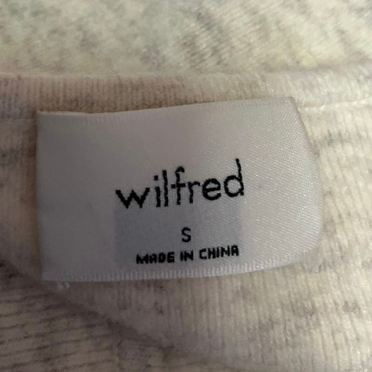 Aritzia Wilfred Women's Cream Wool Rib Knit Long Sleeve Crop Sweater Top Size S