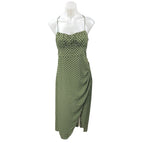 NEW Zara Green Polka Dots Sleeveless Cami Camisole Midi Tank Wrap Dres Brie NEW Zara Green Polka Dots Sleeveless Cami Camisole Midi Tank Wrap Dres Brie