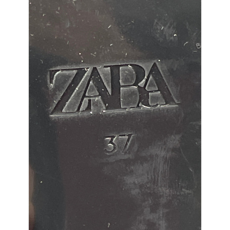 Zara Womens Red Square Toe Block Heels Ankle Strap Mary Jane Pumps Shoes 37 US 6