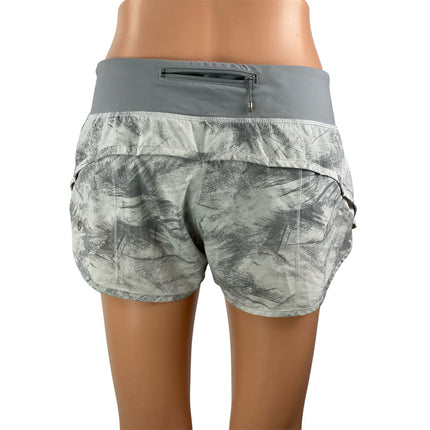 Lululemon Womens Black Gray High Rise Elastic Waist Athletic Running Shorts Sz 6