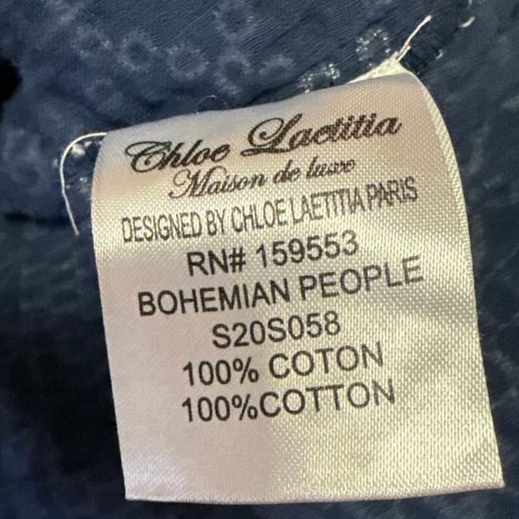 Chloe Laetitia Blue Sleeveless Ruffle Eyelet Cami Camisole Mini Tank Dress S/M