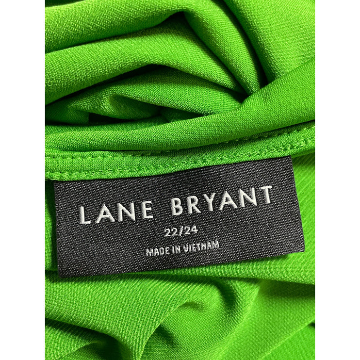 Lane Bryant Women's Green Long Sleeve V Neck Casual Shirt Blouse Top Size 22/24