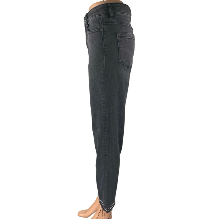 Vince Camuto Women's Black Straight Leg High Waist Studded Crop Denim Jeans 28