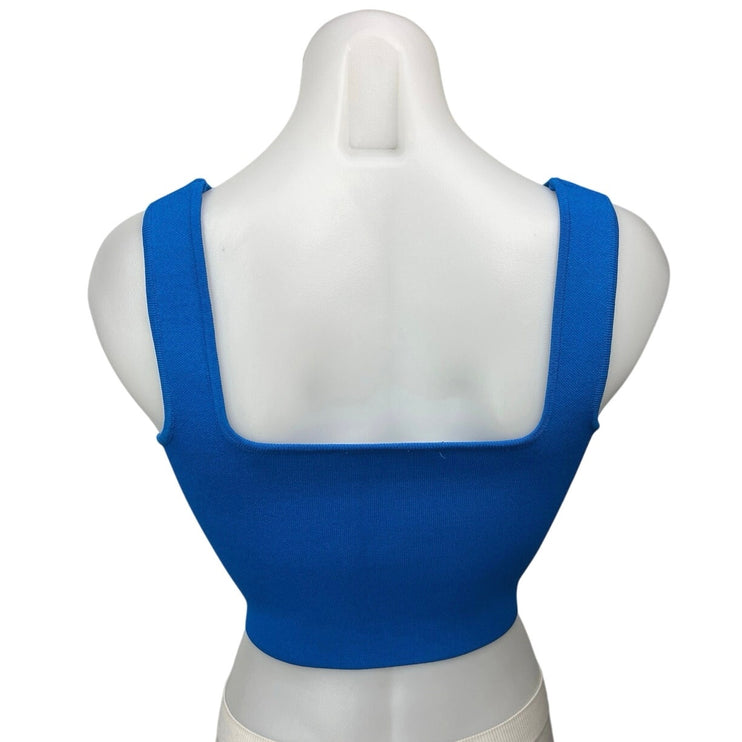 Zara Women's Blue Square Neck Sleeveless Stretch Corset Crop Tank Top Size M