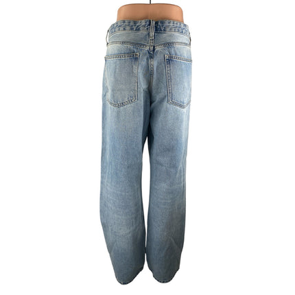 Zara Women's Blue High Waisted Baggy Relaxed Straight Leg Denim Jeans Size 10
